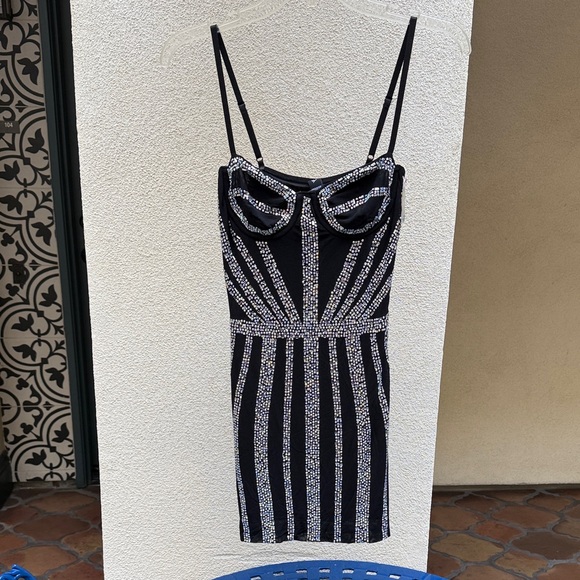 NEW Windsor Kalani Iridescent Rhinestone Corset Mini Dress - Picture 6 of 9